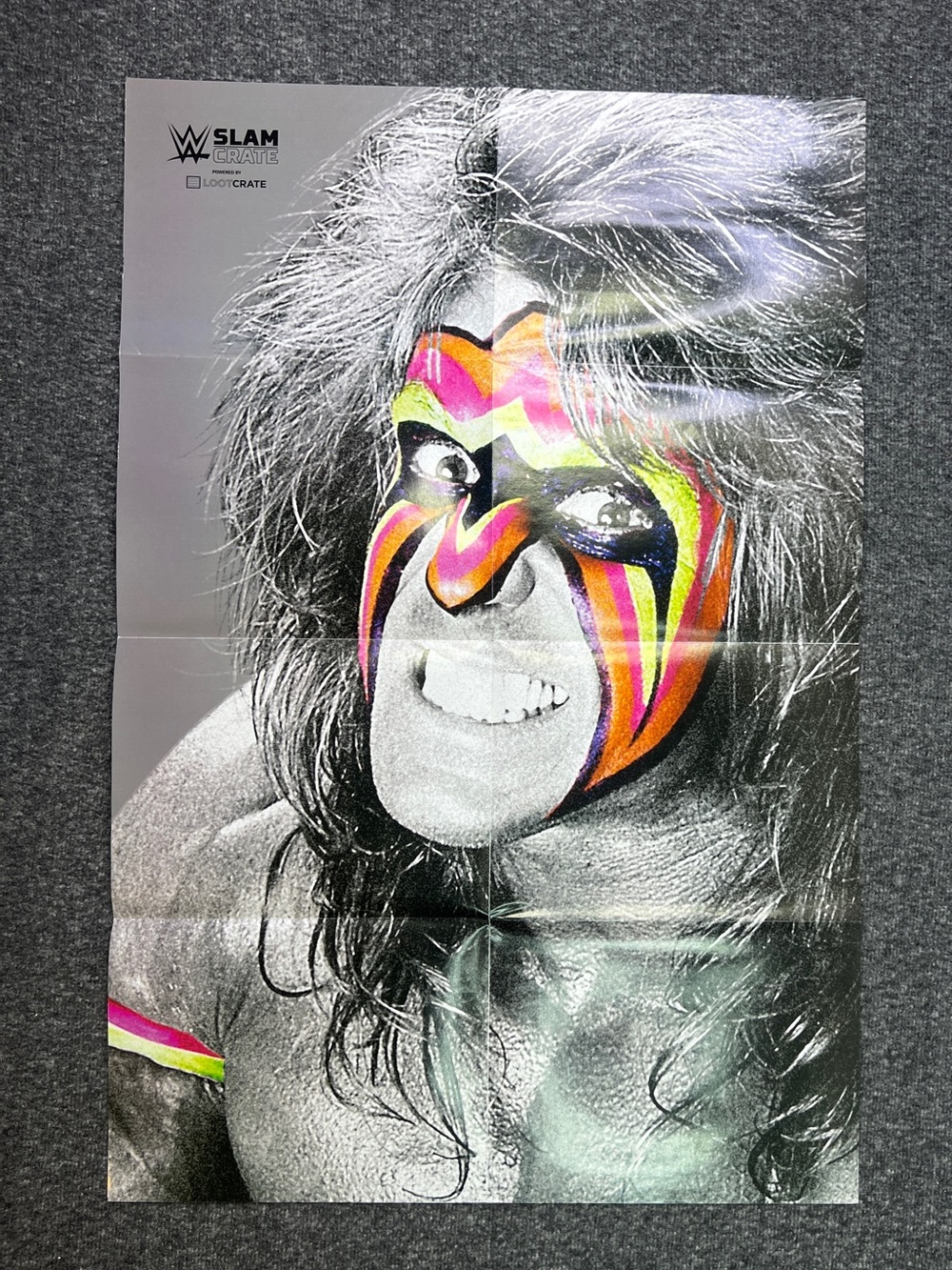 WWE Loot Crate Poster - WWE The Ultimate Warrior, Multicolor Blk & Wht 24” x 18”